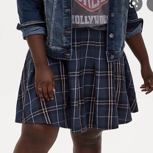 torrid navy blue plaid citcle skirt
